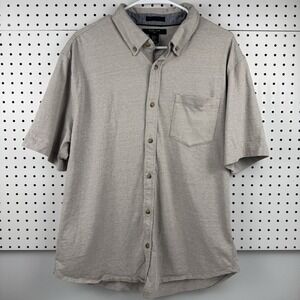 Mark Law Luxury Shirt XL Beige Textured Cotton Button Down Minimalist Neutral‎